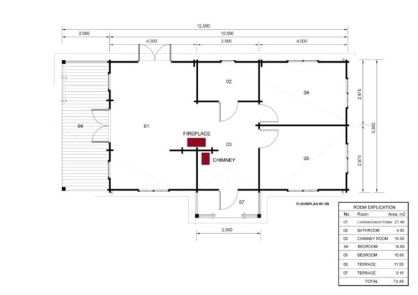 Log Cabin Esmee (Insulated, 44+44 mm), 63m² - Image 8