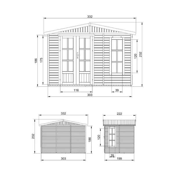 Wooden garden house SH575 - 303 x 199 cm – 6 m2 - Image 5