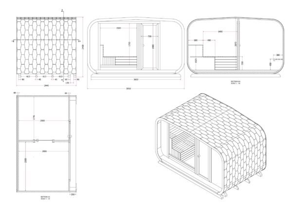 Outdoor Sauna + 1 Room, 4,0M x 2,45M, Deon - Image 2