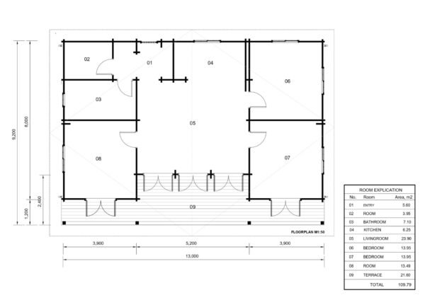 Log Cabin Tess (Insulated, 44+44mm), 100m² - Image 7