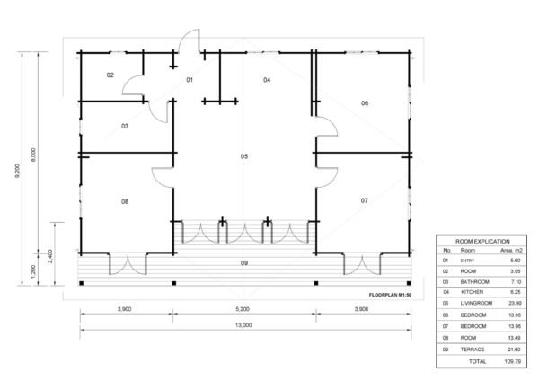 Log Cabin Tess,  (  44+44mm), 100m² - Image 9