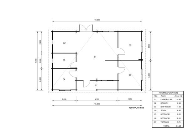 Log Cabin Finn (44 mm), 70m² - Image 7