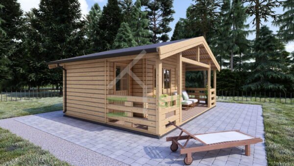 Log Cabin Tom, 44mm, 21m² + 11m² Terrace