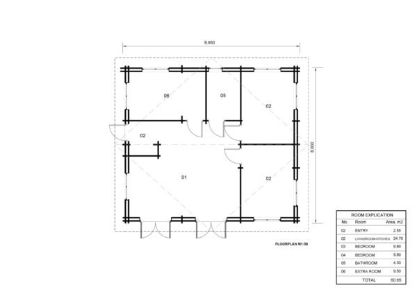 Log Cabin Yara (Insulated, 44+44 mm), 72m² - Image 6