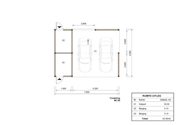 Carport with storage Aura, 7.6x5.6, 42.50m² - Image 4