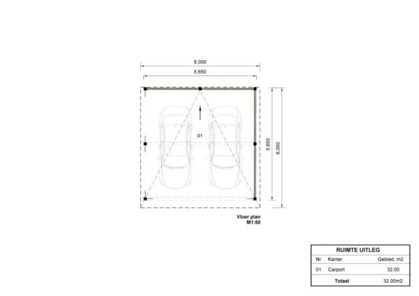 Double Wooden Carport Subaru F, 6x6, 36m² - Image 3