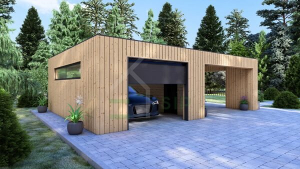 Wooden Garage (34 mm + cladding) 4x6 + carport 4x6, Valentijn - Image 2
