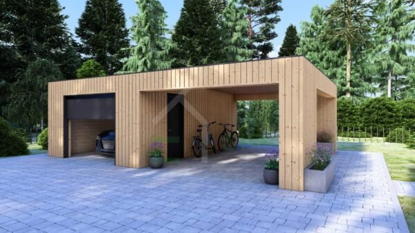 Wooden Garage (34 mm + cladding) 4x6 + carport 4x6, Valentijn - Image 3