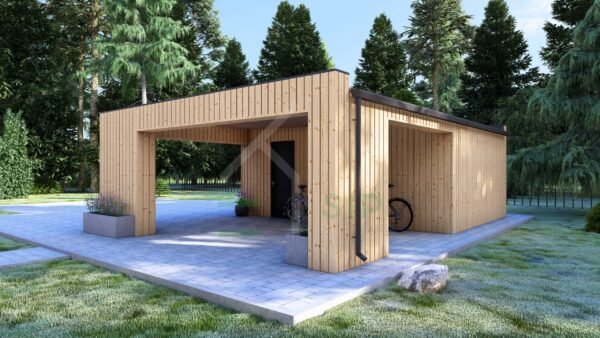 Wooden Garage (34 mm + cladding) 4x6 + carport 4x6, Valentijn - Image 4