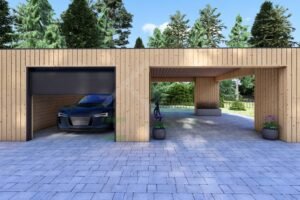 Wooden Garage (34 mm + cladding) 4x6 + carport 4x6, Valentijn