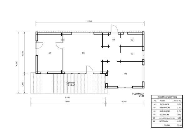 Granny Annexe Noud (Insulated, 44 mm + cladding), 50m² - Image 6