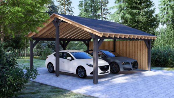 Double Wooden Carport Jurre, 6x6 m