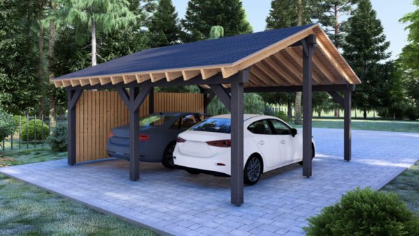 Double Wooden Carport Jurre, 6x6 m - Image 2