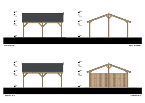 Double Wooden Carport Jurre, 6x6 m - Image 6