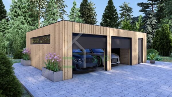 Double Wooden Garage Willem (34 mm + cladding), 8x6 m