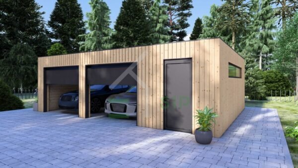 Double Wooden Garage Willem (34 mm + cladding), 8x6 m - Image 3