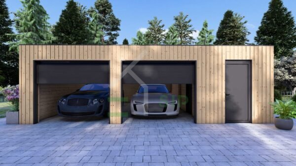 Double Wooden Garage Willem (34 mm + cladding), 8x6 m - Image 2