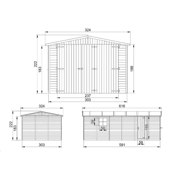 Wooden garage SH503- 591 x 303 cm – 18 m2 - Image 4