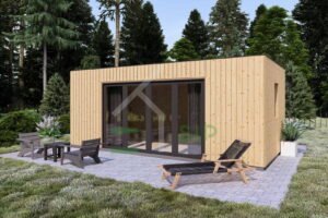 Houten Huis Hugo (Geïsoleerd, 34mm + gevelbekleding), 15m²