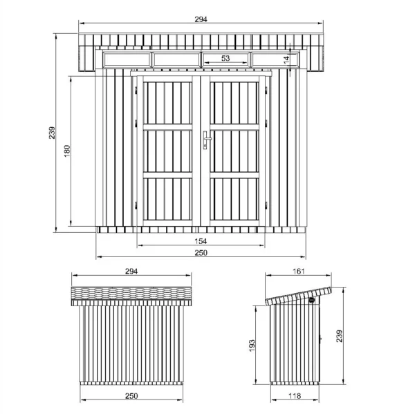 Luxury wooden garden shed SH581 – 118 x 250 cm – 3 m2 - Image 5