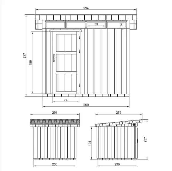 Luxury wooden tool shed SH587 – 236 x 250 cm – 6 m2 - Image 4