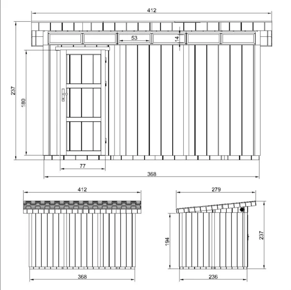 Luxury wooden tool shed SH593– 236 x 368 cm – 9 m2 - Image 4