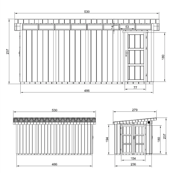 Luxury garden shed SH504 - 236 x 486 cm – 12 m2 - Image 4
