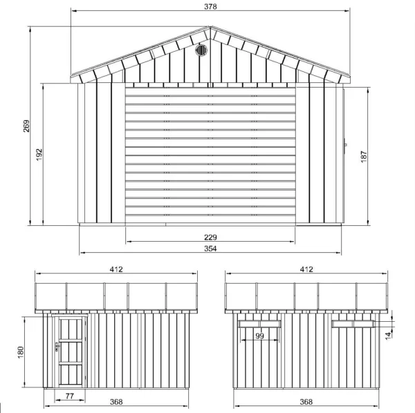 Luxury wooden garage SH505 - 354 x 368 cm – 13 m2 - Image 5
