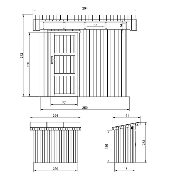 Luxury wooden tool shed without floor SH576 – 118 x 250 cm – 3 m2 - Image 4