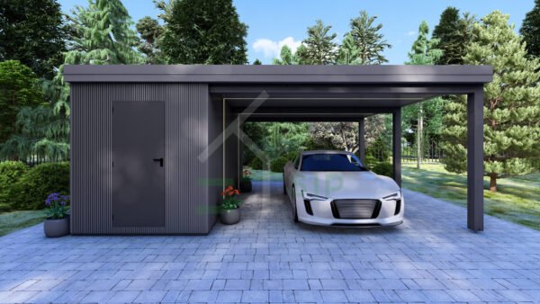 Wooden Carport + Storage Aika, 6x6, 36m²