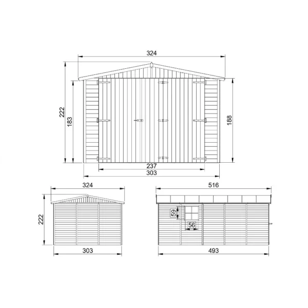 Wooden garage SH502 - 493 x 303 cm – 15 m2 - Image 4