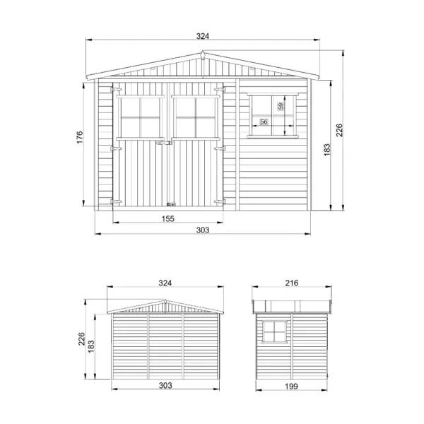 Garden shed SH548 - 303 x 199 cm – 6 m2 - Image 4