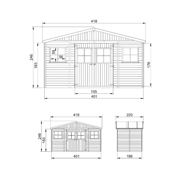 Garden shed SH551 – 401 x 199 cm – 8 m2 - Image 4