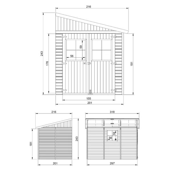 Garden shed with floor SH555 - 201 x 297 cm – 6 m2 - Image 3