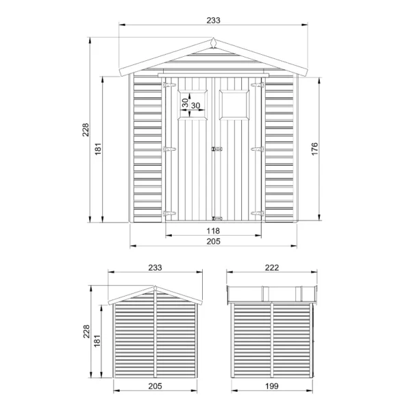 Tool shed with floor SH545 – 205 x 199 cm – 4 m2 - Image 4