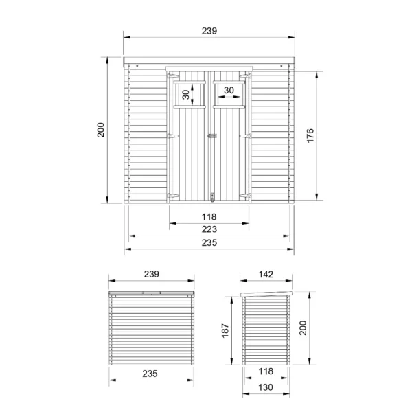 Tool shed with floor SH529 – 235 x 130 cm – 3 m2 - Image 4