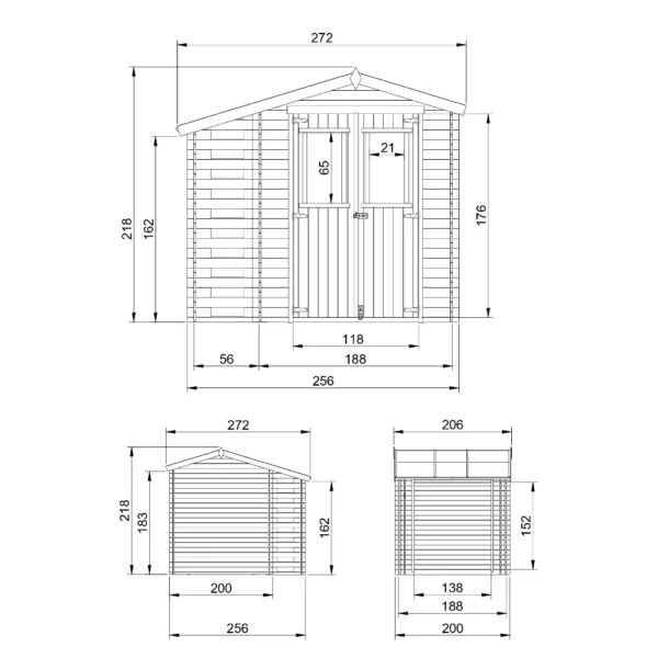 Tool shed + Woodshed with floor SH543 – 256 x 200 cm – 5 m2 - Image 3